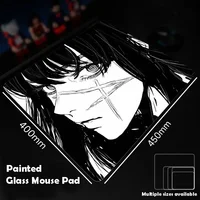 Alfombrilla de ratón de cristal blanco y negro, alfombrilla de ratón para juegos Sora, patrón personalizado, alfombrilla de escritorio para juegos suave templado, juegos de oficina Fps Esports