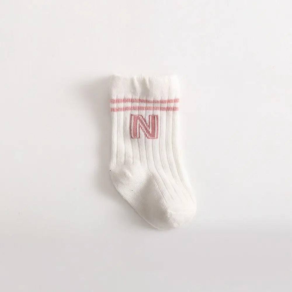 

Fashion Cotton Boneless Baby Socks Breathable Letter Printed Newborn Stockings Solid Color Elastic Mid Length Socks Toddler