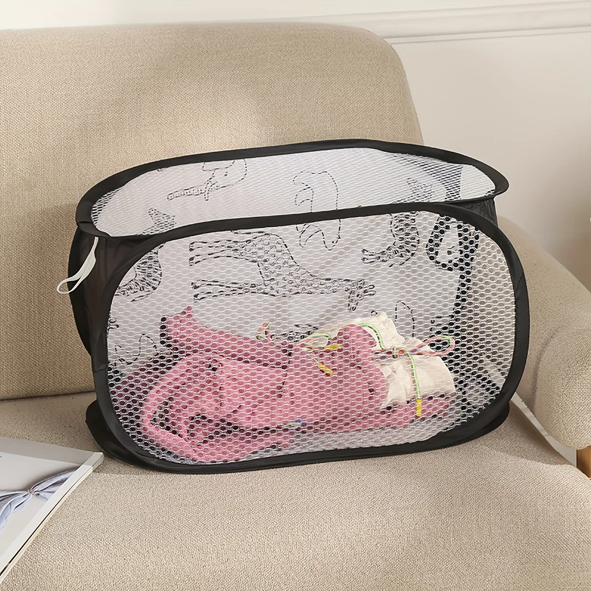 Randomly select a foldable laundry basket, animal printed dirty clothes basket, with handle, suitable for guest room bathroom