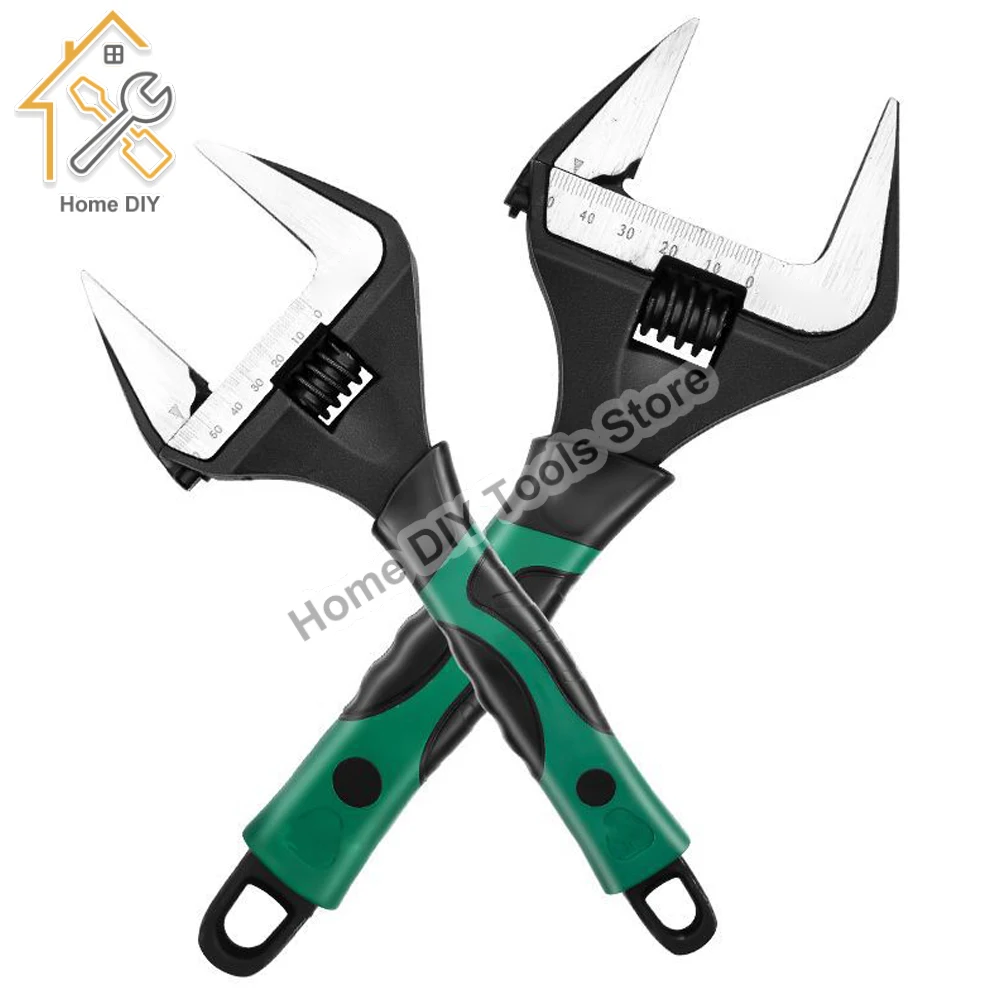 6/8/10 inch Adjustable Large Extra Wide Jaw Adjustable Spanner Multifunction Wrench Capacity Nut Universal Pipe Car Tool