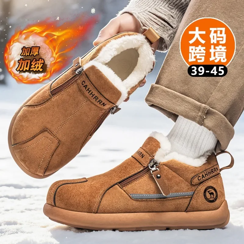 High Quality Leather Warm Fur Men Loafiers Breathable Men Casual Shoes Luxury