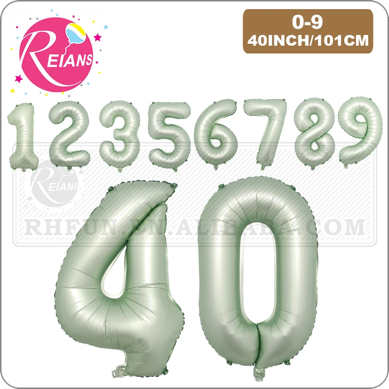 40 Inch Olive Green Color Number Balloons 0-9 Large Digital Foil Helium Ball Girl Kids Adult Happy Birthday Party Decor Wedding