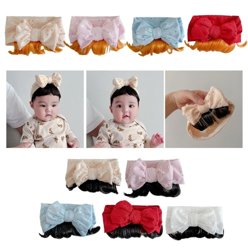 

J15U Toddlers Headband with Faux Bangs Toddler Breathable Headband Breathable Baby Headwear Soft for Photoshoots & Daily Wear