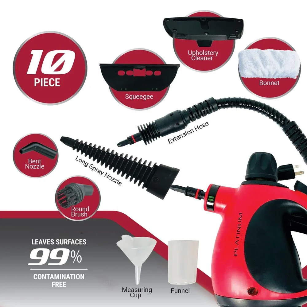 Vaporizador de mano de limpieza profunda, herramienta portátil de 1200W, 10 accesorios, calentamiento rápido, vapor Natural, limpieza Interior de coche y hogar