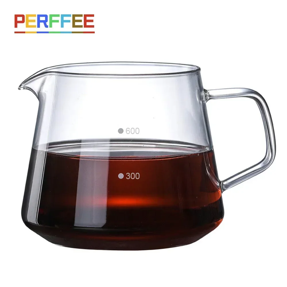 

Glass Pour Over Coffee Server with Dot Scale Brewed Coffee Sharing Pot 300ml 600ml Heat Resistant Hand Made Drip Coffee Pot