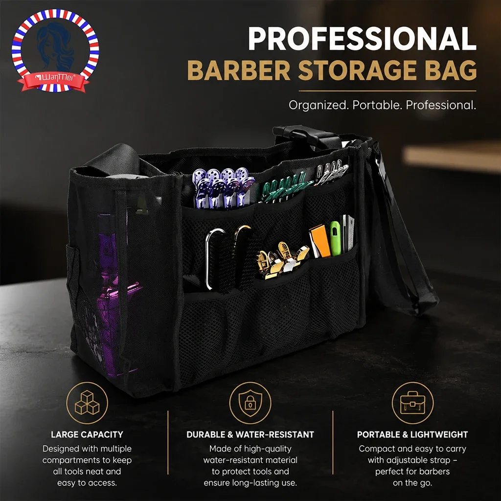 Multi-Pocket Makeup & Hair Tool Organizer Bag: Mesh Storage Tote for Cosmetic Brushes, Hairdressing Supplies, Portable Travel