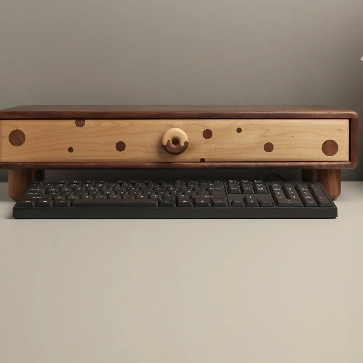 b24- Solid Wood Raising Rack Desktop Raising Rack Storage Document Office Keyboard Storage Cabinet
