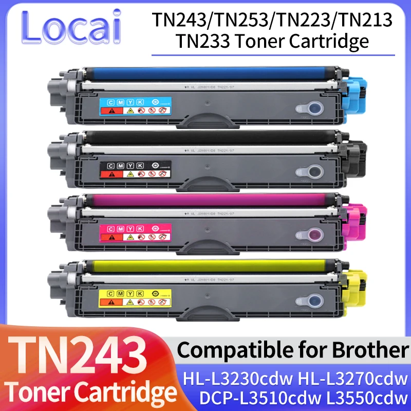 

1set TN243 TN253 TN223 TN233 TN213 Toner Cartridge Compatible for Brother HL L3230CDW L3270 DCP L3510 MFC-L3750 L3745 with Chip