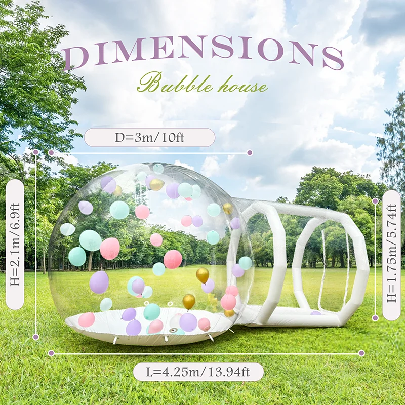 Casa de burbujas inflable gigante de PVC de 3m para niños, eventos de fiesta de cumpleaños, decoración navideña, parque de atracciones, guardería, actividades para niños