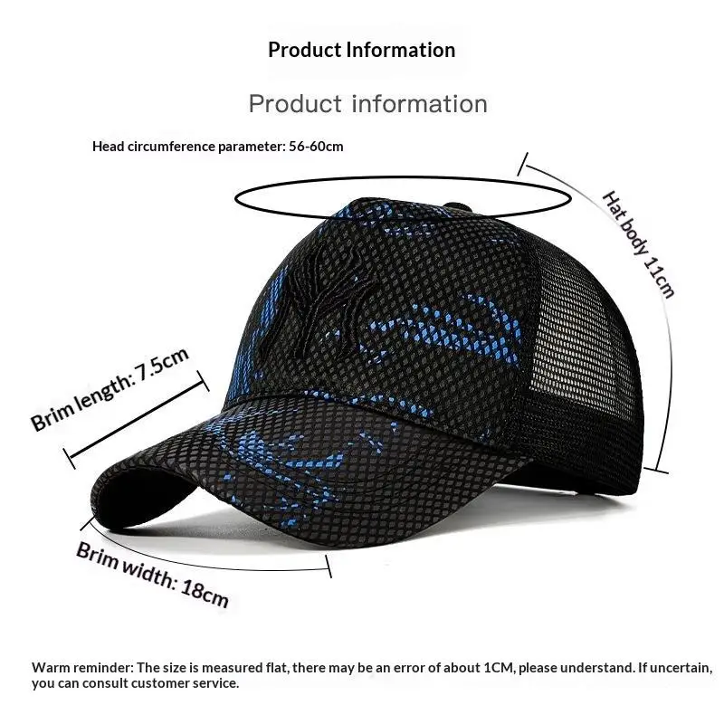 Breathable Mesh Baseball Cap With Embroidered Logo Sun Protection For Hiking Running Fishing Outdoor Wear