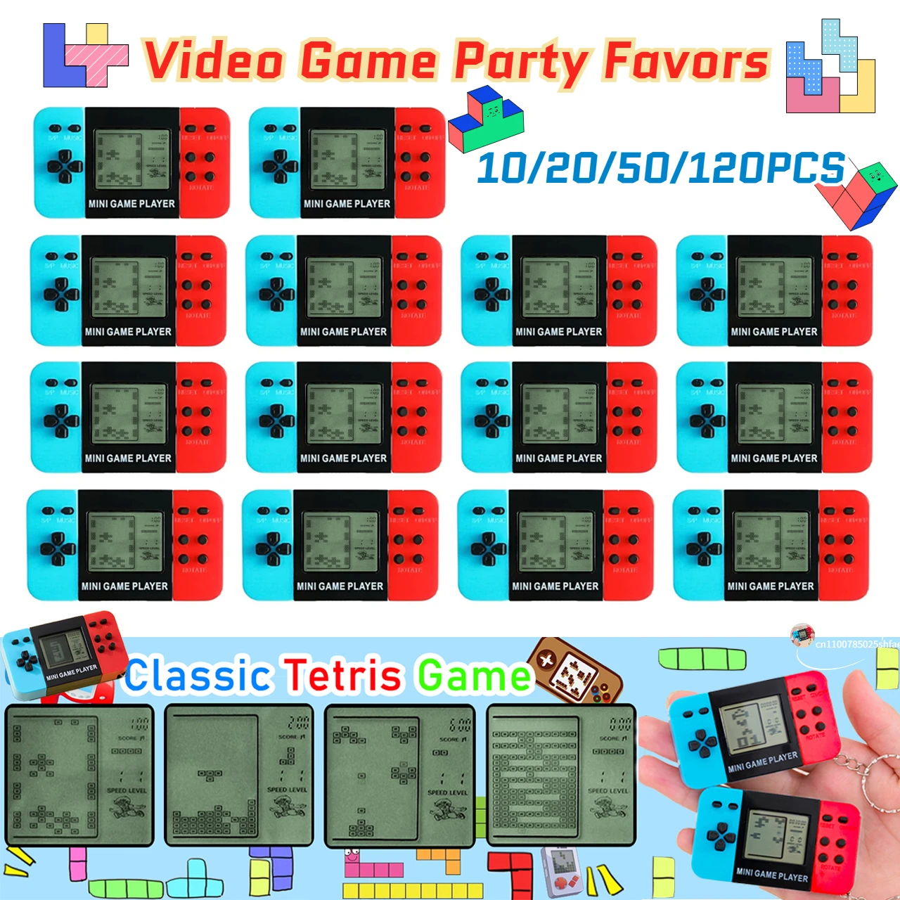10-120Pcs Kids Mini Handheld Game Arcade Video Game Party F…