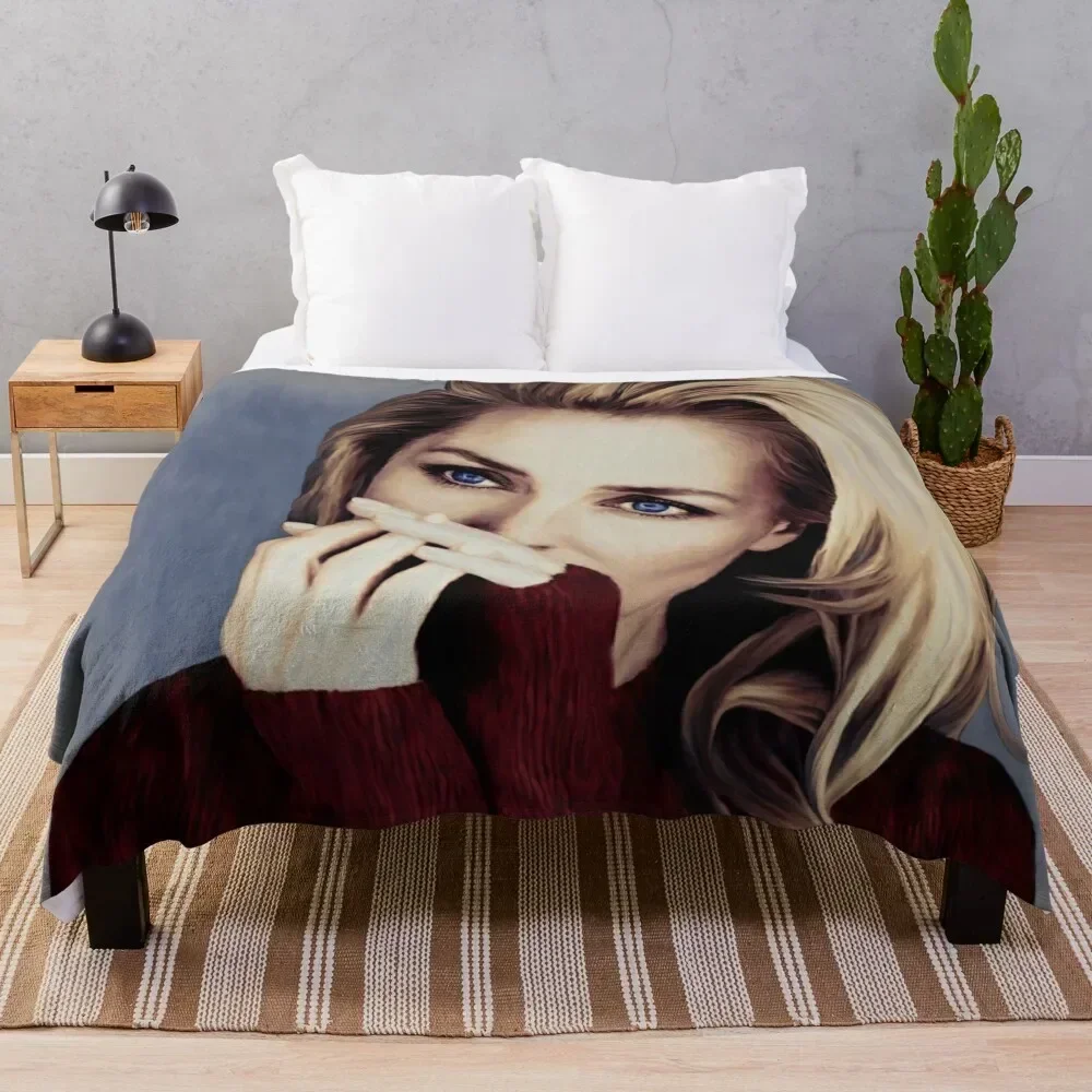 

Gillian Anderson oil color painting Throw Blanket Reusable Durable Soft Blanket for All Seasons
