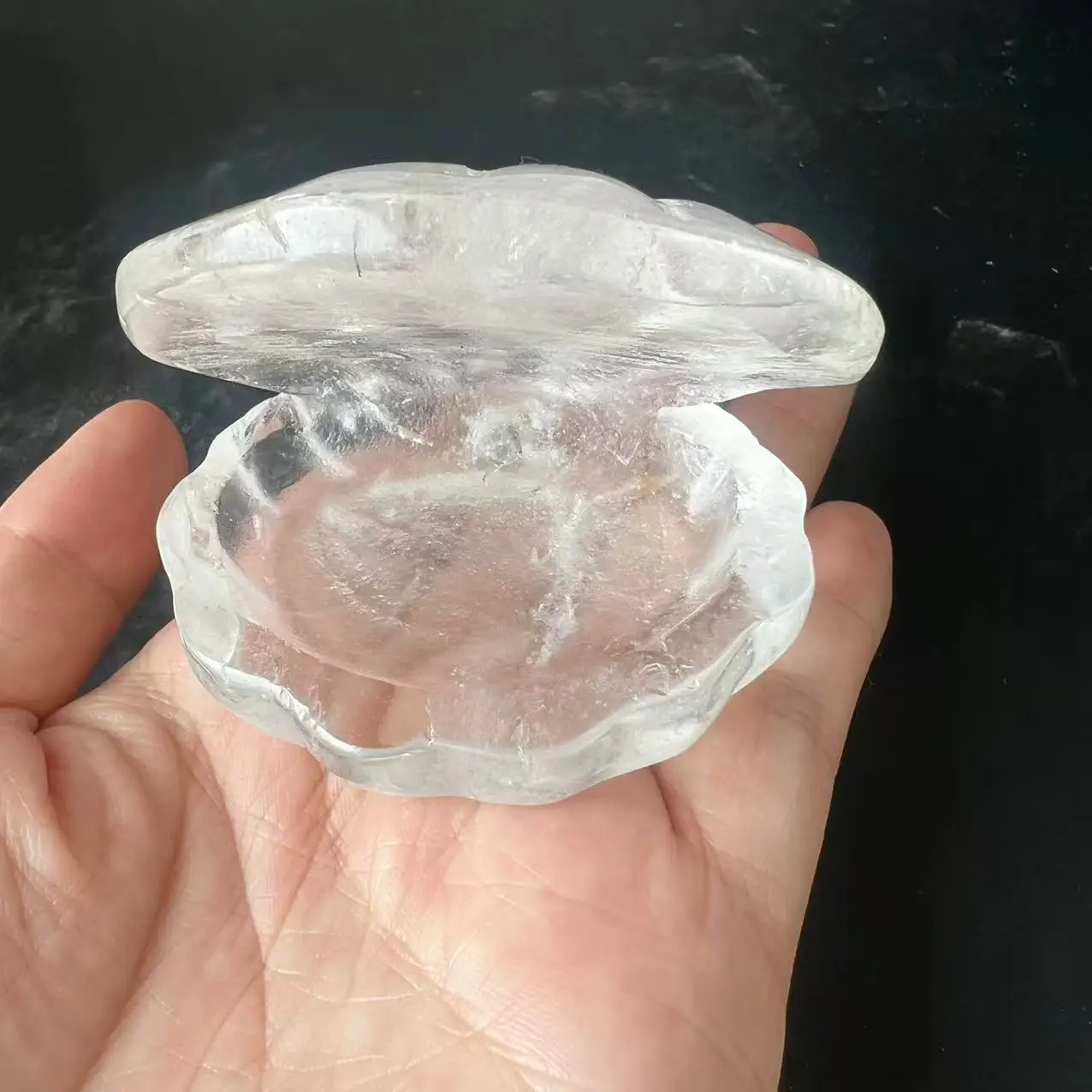 Natural Crystal  clear  Stone Shell Carved Quartz Crystal Figurine Ornament Home Decor 1pcs