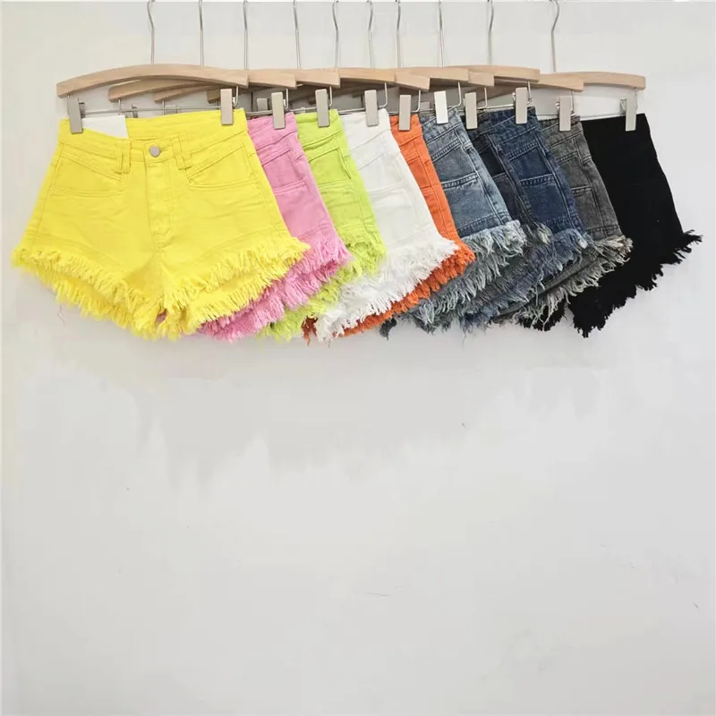

Y2k Shorts 2026 New Fashion Tassel Wide Leg Denim Shorts Jean Hot Pants