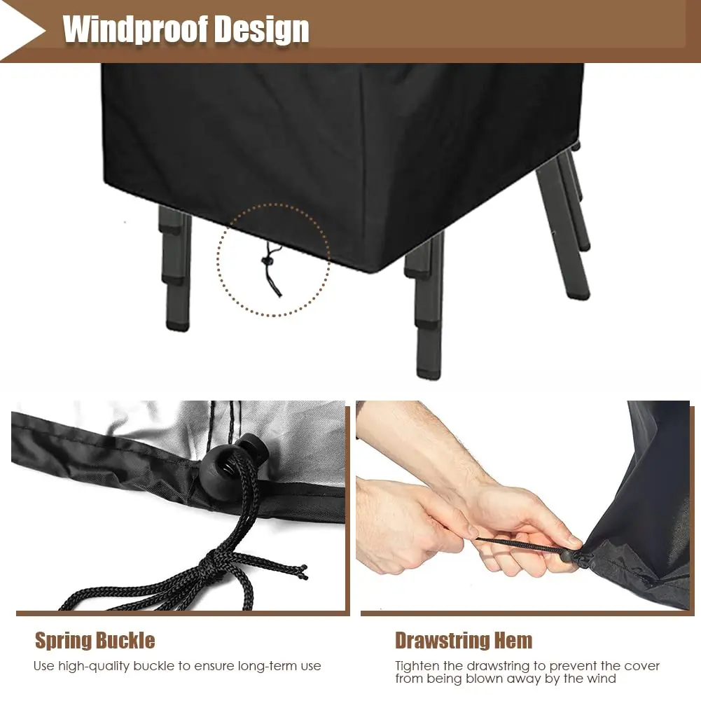 210D Oxford Cloth Chair Cover Patio Stackable Chair Cover Sunproof Rainproof Waterproof Dustproof Furniture Protection