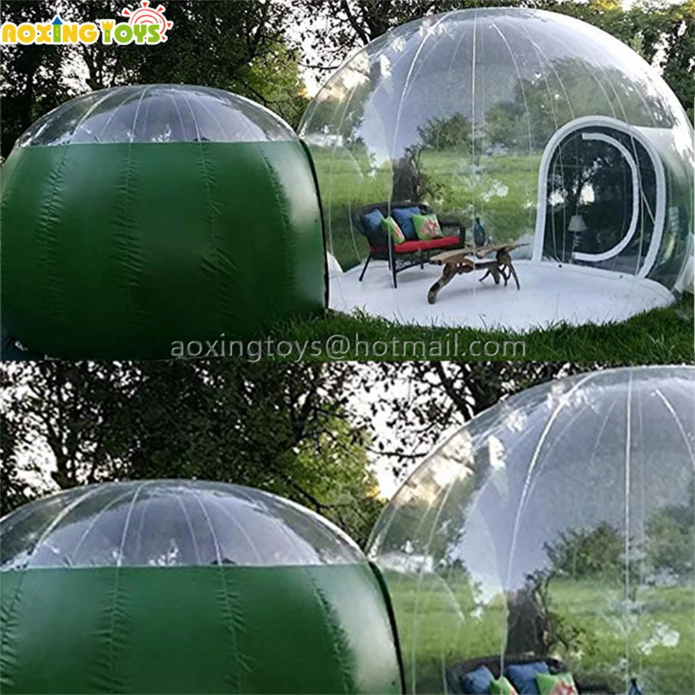 

Outdoor Camping Inflatable Bubble Tent Igloo Dome House Blackish Gree 2 Rooms With SingleTunne For Commercial Advertisement