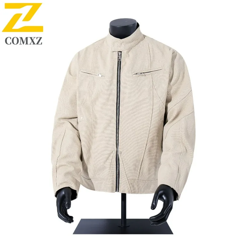 

COMXZ Men Cotton Jackets Comfort Travel Running Retro American Washed Style Daily Walk Varsity Jacket Camping Lightweight Coat