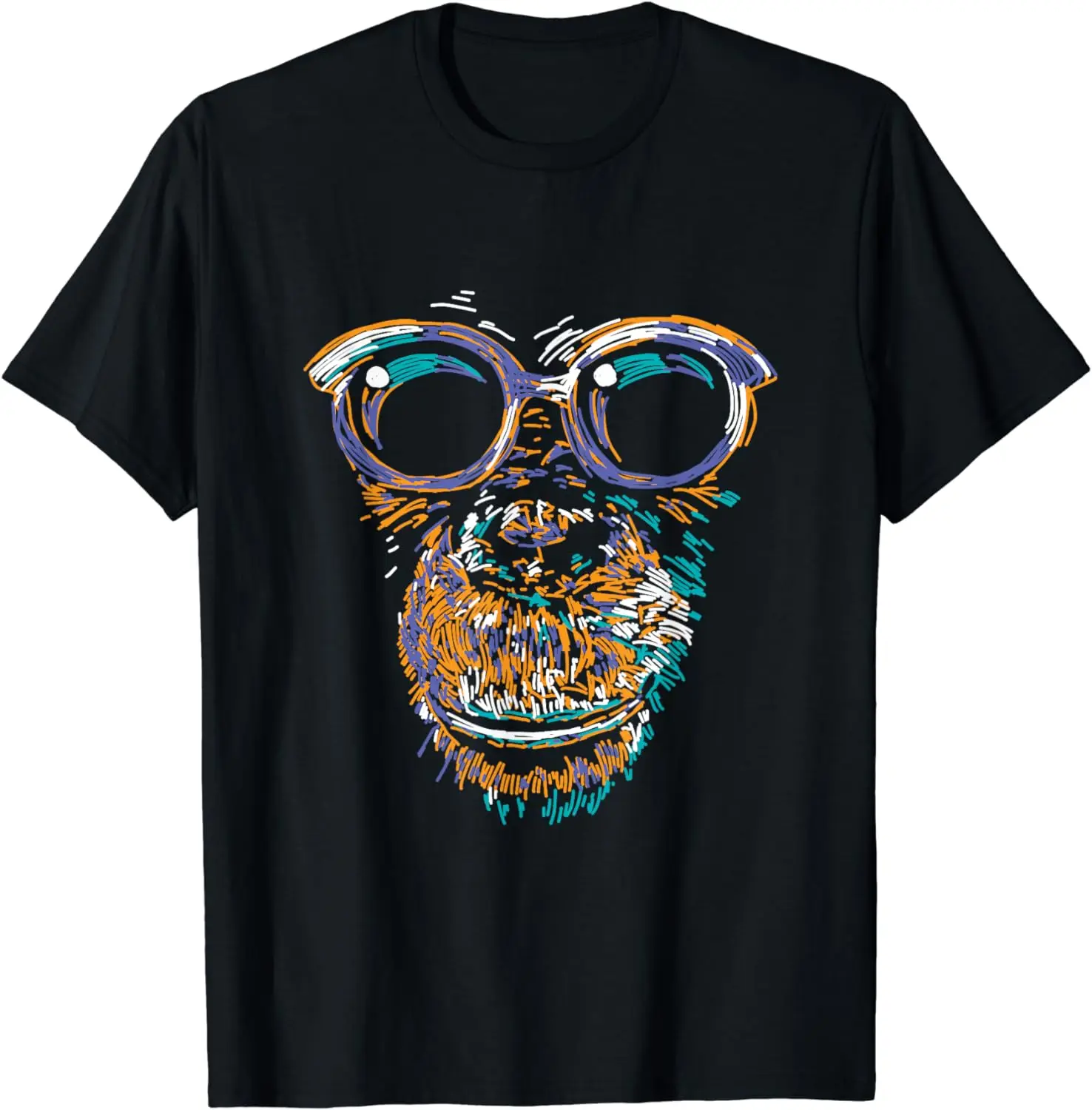 Cool Monkey with Glasses Face Animal Lover Cool Primate T-Shirt Oversized T Shirt for Men Women