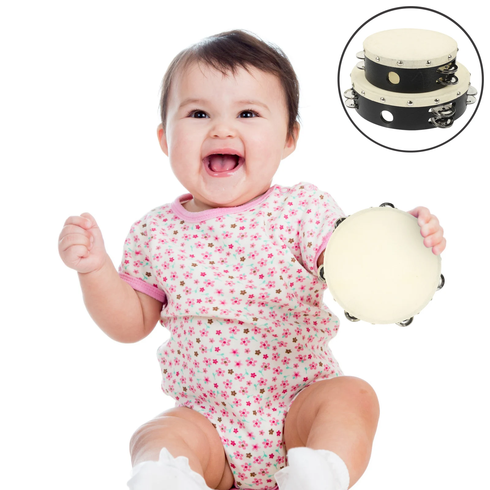 

2 Pcs Hand-rock Tambourine Set Instruments Toddler Musical Handheld Tambourines Rhythm for