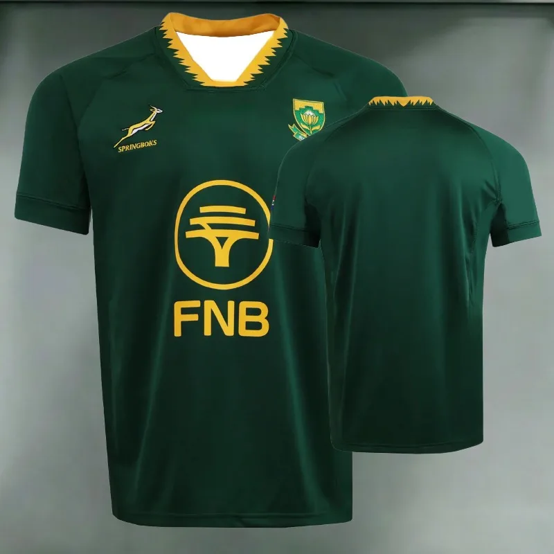 Camiseta de la Selección de Rugby de Sudáfrica Springboks para Niños, Uniforme de Manga Corta de Secado Rápido, Camiseta de Entrenamiento con Estampado 3D para Aficionados