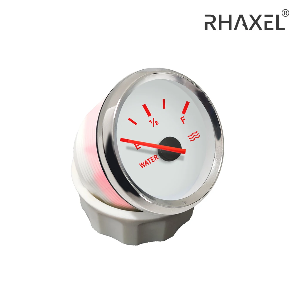 RHAXEL 52mm (2'') Water Level Gauge 0-190ohm 240-33ohm with Red Backlight 9-32V for Car Motorcycle Boat 150-225mm Level Sensor