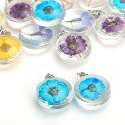 3Pcs Real Natural Dried Flower Petunia Daisy Petal Glass Charms Daffodil Petal Glass Pendant for Jewelry Making Earring Necklace