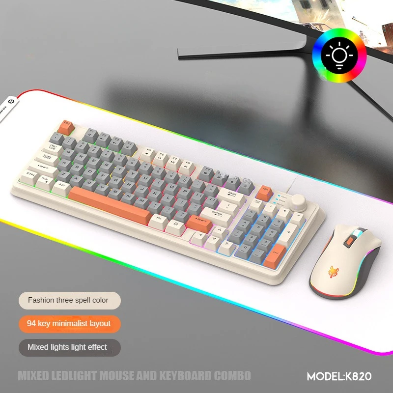 Imagem -04 - Wired Keyboard And Mouse Grupo Sentimento Mecânico Knob Gaming Office Desktop pc Laptop Gamer Hot K820