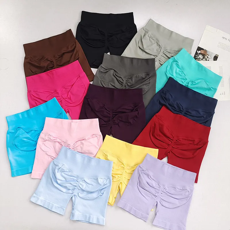 Women's Mid Rise Three-Panel Yoga Shorts, Moderate Compression Tummy Control & Butt Lifting, Sexy 3-Inch Peach Butt Workout Shor