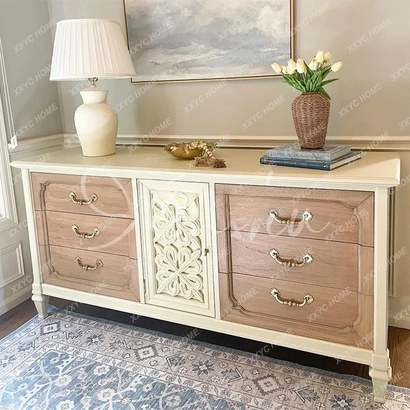 

Французская контрастная массив дерева, небольшая спальня в квартире, шкаф для хранения, гостиная в американском стиле кантри, комод