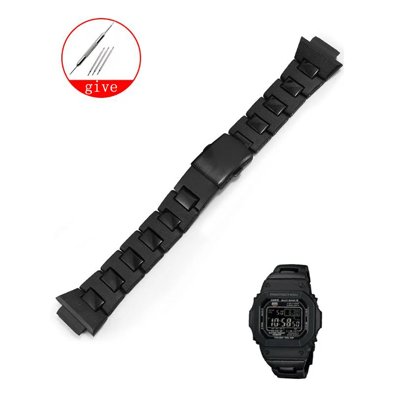 

YOPO Plastic Steel Watchstrap For DW 5600 GM GA 2100 GWM5610 Special Interface Black Watch Chain