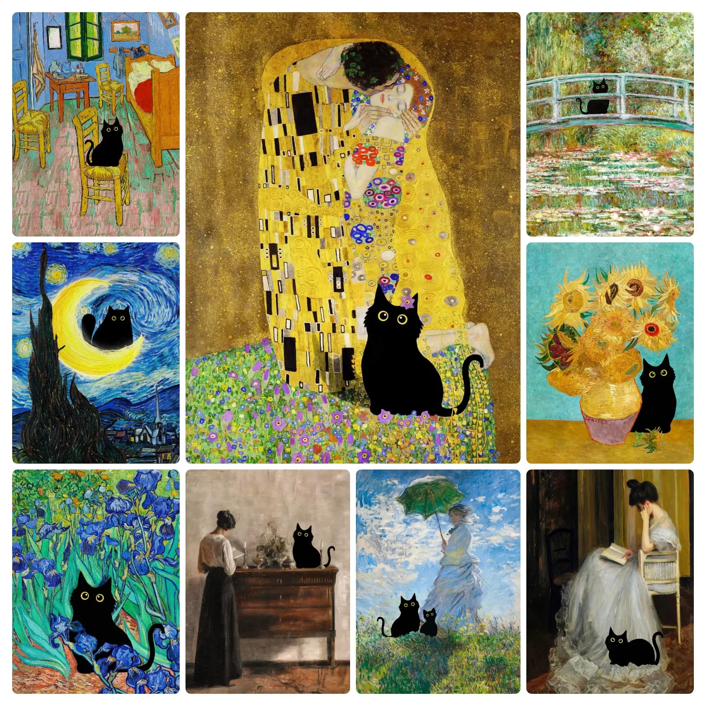 Adult Jigsaw Puzzle 1000 Pieces Puzzle Vintage Funny Black Cat Series Paper Puzzle Decorative Painting Exercise Brain Thinking