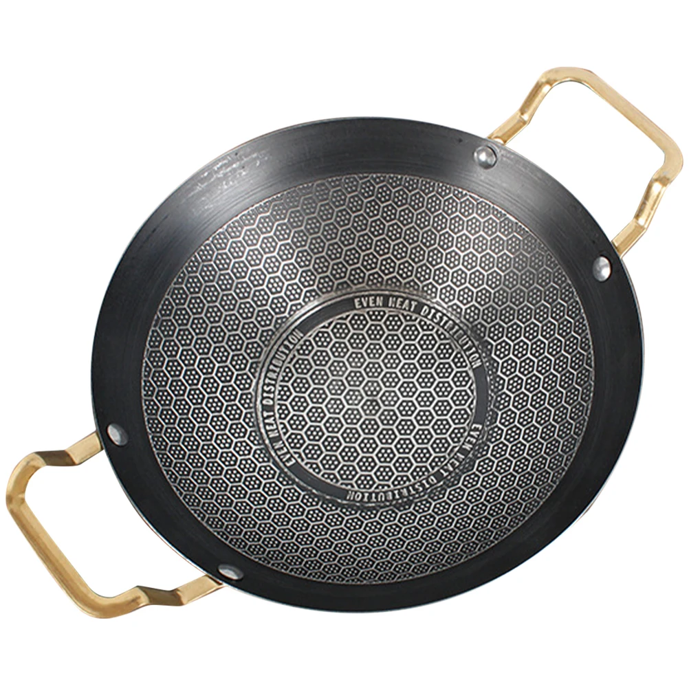 

Non Stick Pan 24cm Stainless Steel Golden Handle Thick Bottom Black Honeycomb Dry Pot Wok Fry Griddle Kitchen Pans Cookware Easy