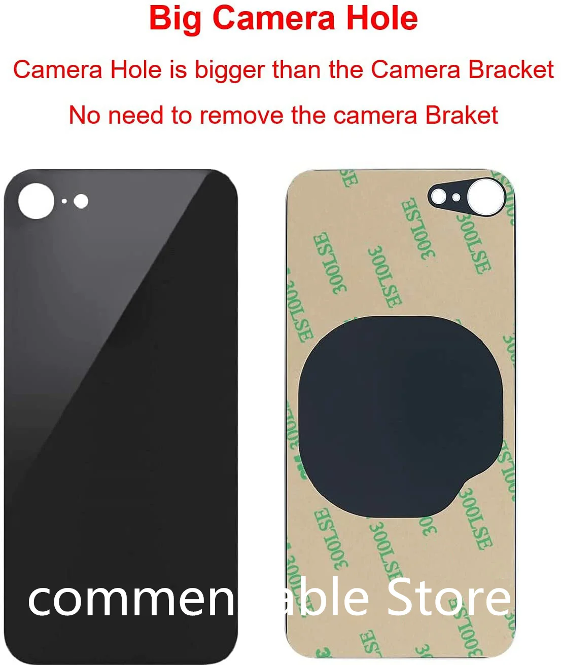 For iPhone 8 Back Glass Panel Battery Cover Big Hole Rear Door Housing Case Replacement Parts With 3M Tape