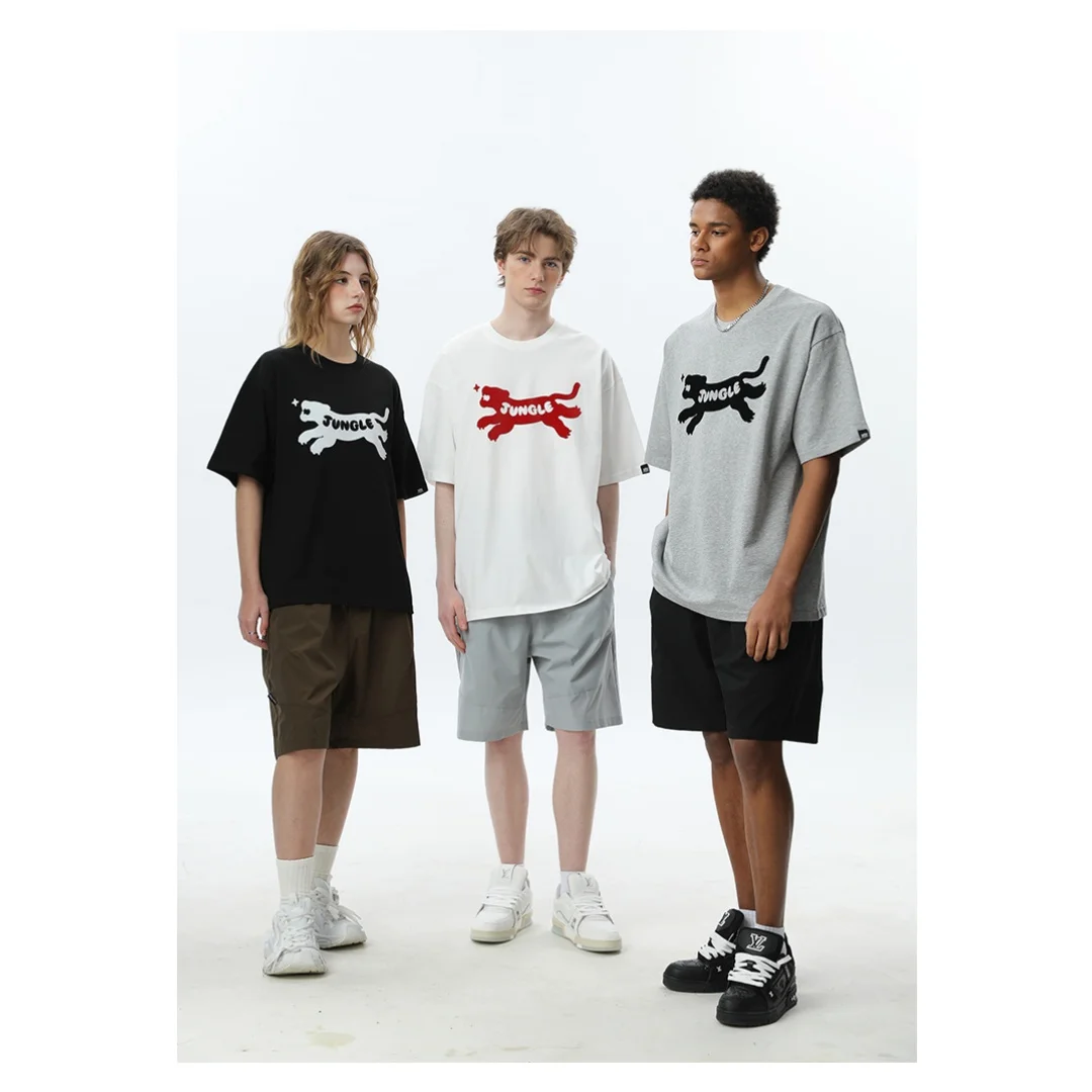 النمر طباعة الجرافيك تي شيرت الصيف موضة الترفيه الراقية تنوعا تنفس القطن الخالص الرجال والنساء Y2K تي شيرت