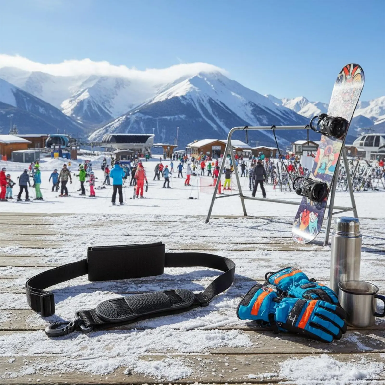 

Snowboard Carrying Carrier Hands-Complimentary Adjustable Ski Shoulder Strap Ski and Pole Carrier Strap Rotating Attachments