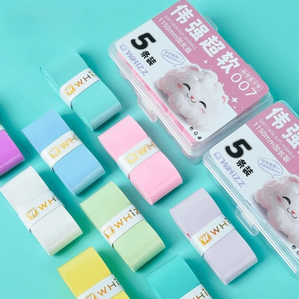 5PCS PU Racket Grip Tape Anti Slip Soft Touch Racket Overgrip Wear-resistant Shock-Absorbing Handle Grip Wrap