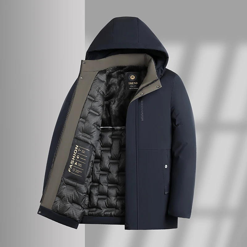 

Men's Winter Warm Cotton Lined Jacket 2025 Business Men's Jacket Thick Hooded Casual Cotton Coat Sportswear Plus Size Tops