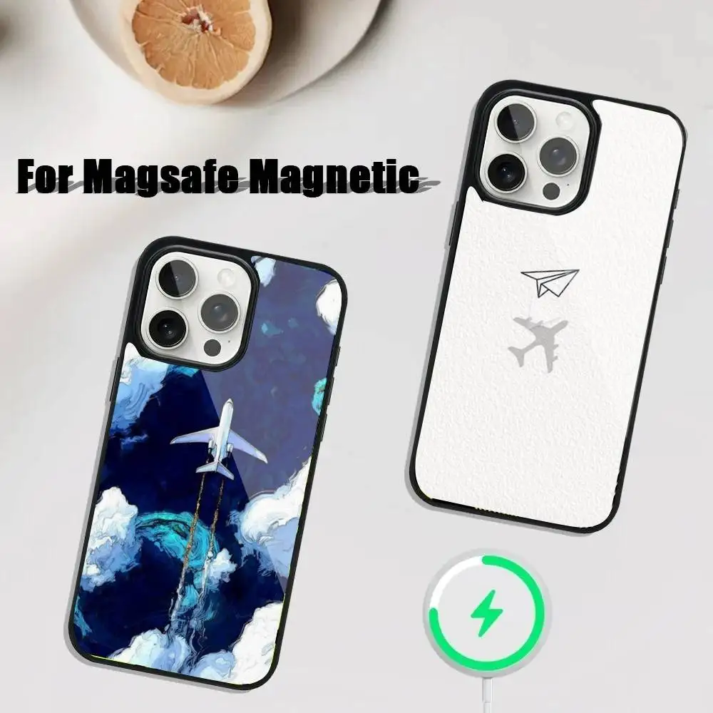 

Airplane Plane Phone Case For iPhone 17,16,15,14,13,12,11,Pro,Max,Plus,Mini,SE4,E Magnetic Magsafe Wireless Charging