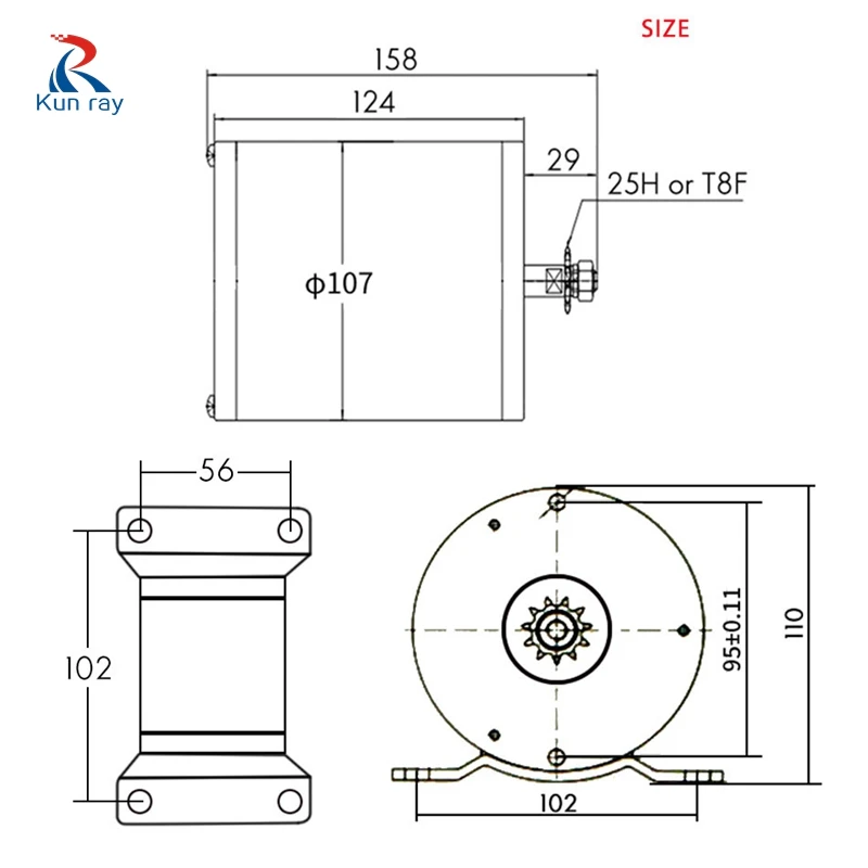 KUNRAY Electric Scooter Motor, BLDC, E-Bike, Mid Drive Motors, High-Speed Go Karts, Two Wheel, 48V, 1500W, 1600W