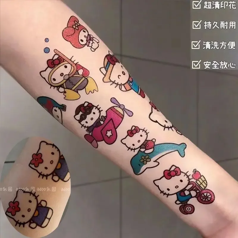 

Hello Kitty Melody Anime Kuromi Cinnamoroll Temporary Tattoos Kids Toys Sanrios Durable Color Kawaii Tattoo Stickers Kids Gifts