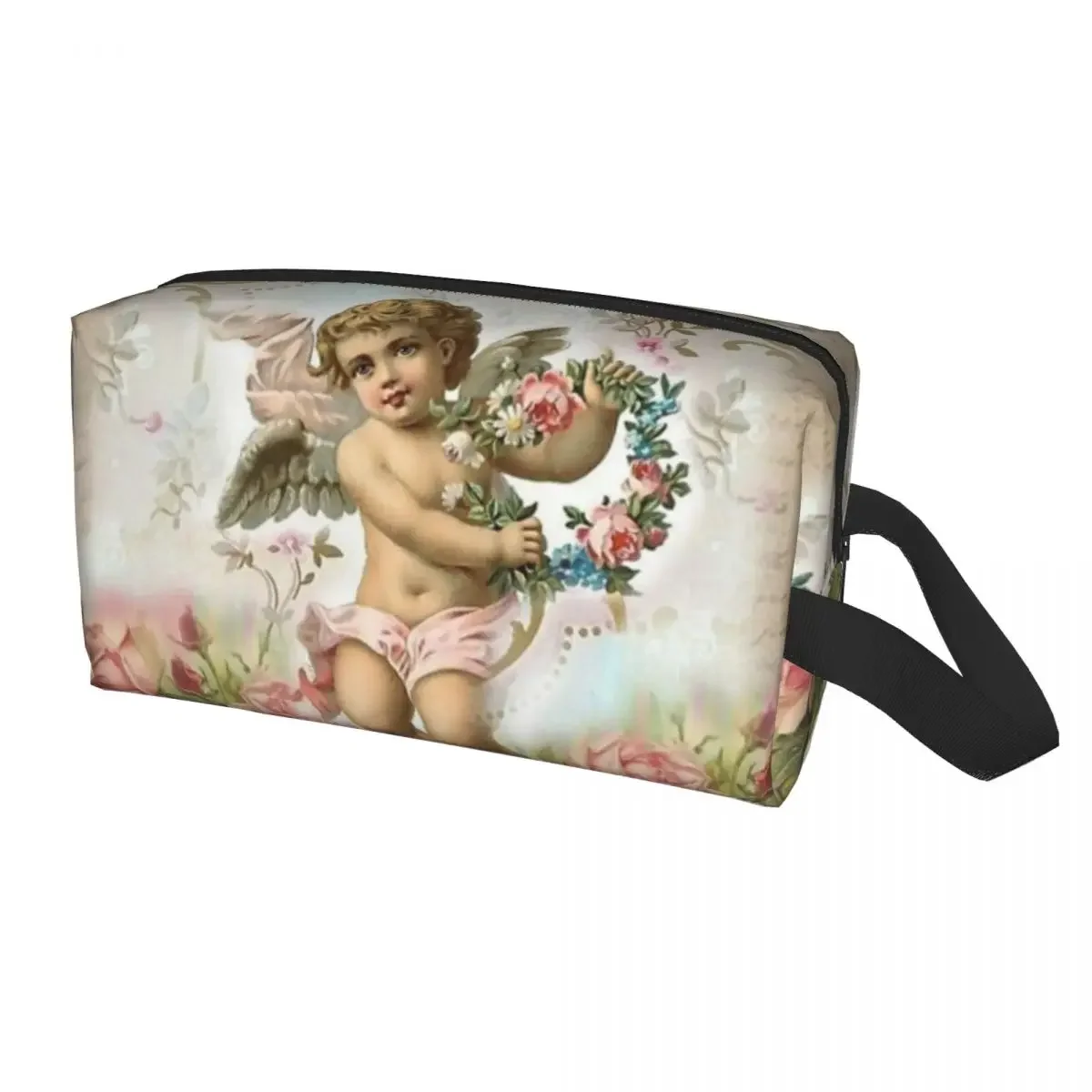 Vintage Rose Victorian Angel Cosmetic Bag Women Fashion Big Capacity Makeup Case Beauty Storage Toiletry Bags