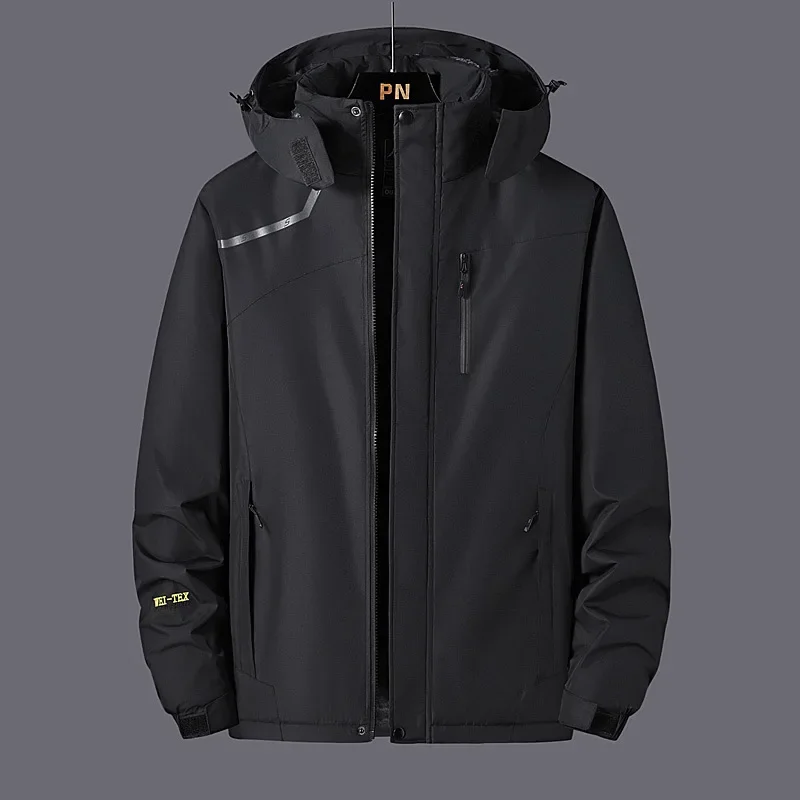 New Windproof Hooded Jacket Men Wool Thick Sweatshirt Waterproof Outerwear Outdoor Sport Hiking Clothing Women Windbreaker