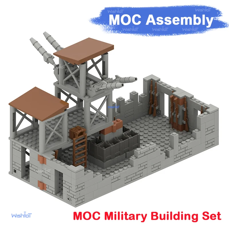 

Набор строительных блоков MOC «Военная база» (267 деталей), конструктор «Армейская крепость времен Второй мировой войны», DIY-набор для сборки, подарок для детей и взрослых