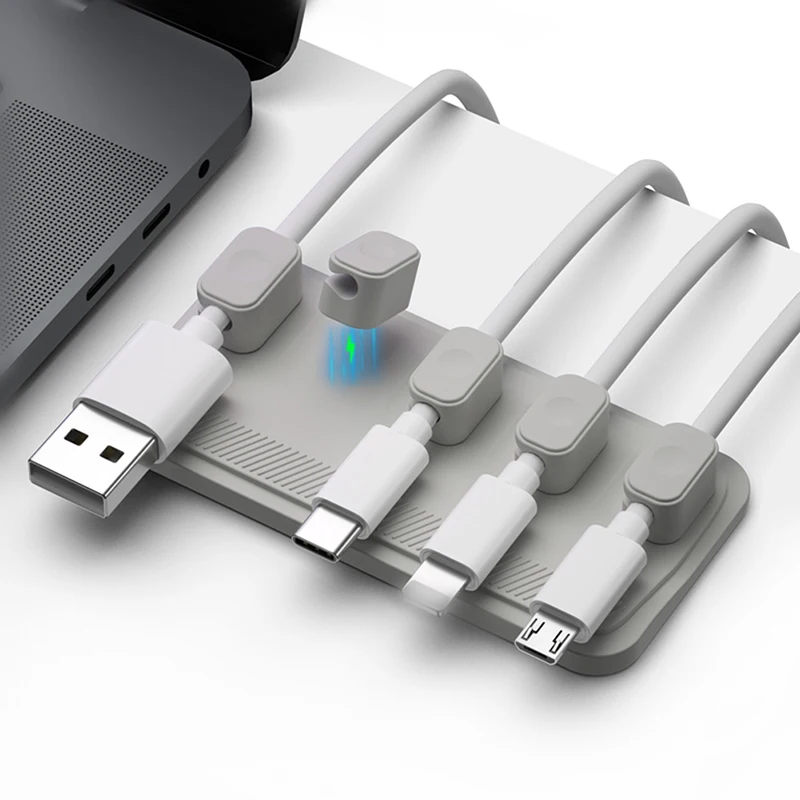 Magnetic USB Charging Cable Wire Organizer Desk Cable Clip Protector Cord Winder Row Plug Fixed Office Mouse Wire Holder Magnet