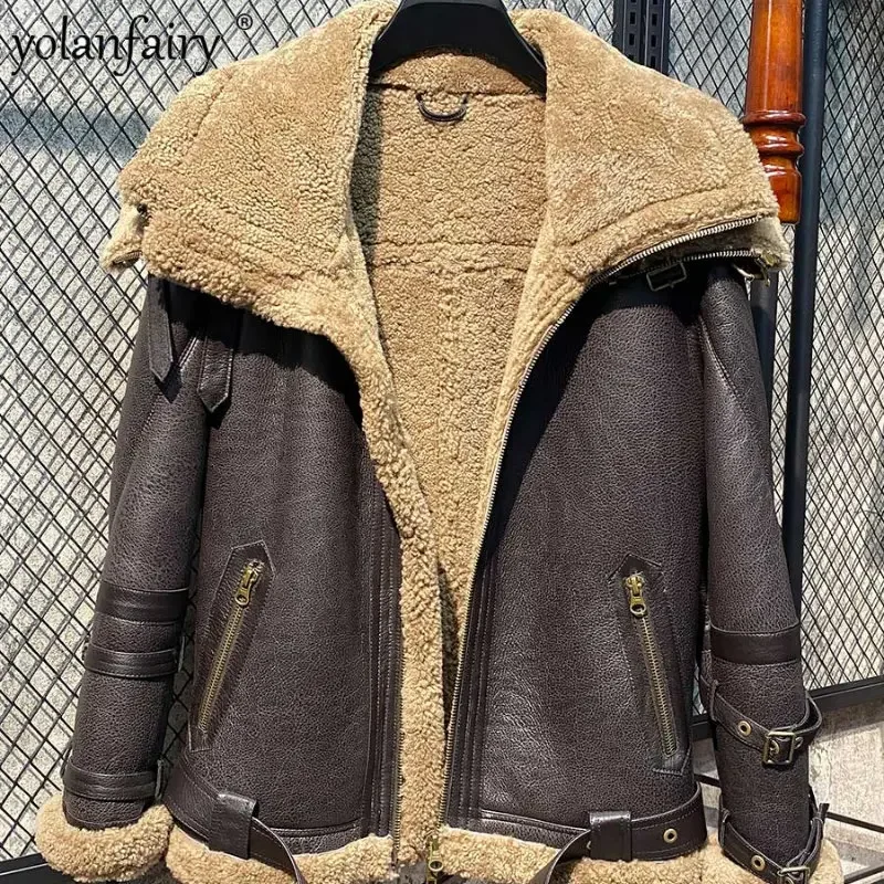 

2022 Genuine Leather Jacket Men Real Fur Coat Original Sheepskin Fur Jackets Man Thick B3 Flight Suit Warm Motorcycle Jacket FCY