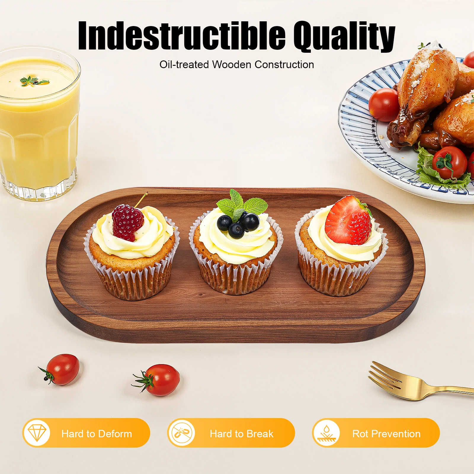 12 قطعة من صواني تقديم الخشب من BulkHarbor، أطباق خشبية طبيعية، ألواح Charcuterie، أطباق خشبية بيضاوية، صفقة للأغذية والجبن والخبز #1
