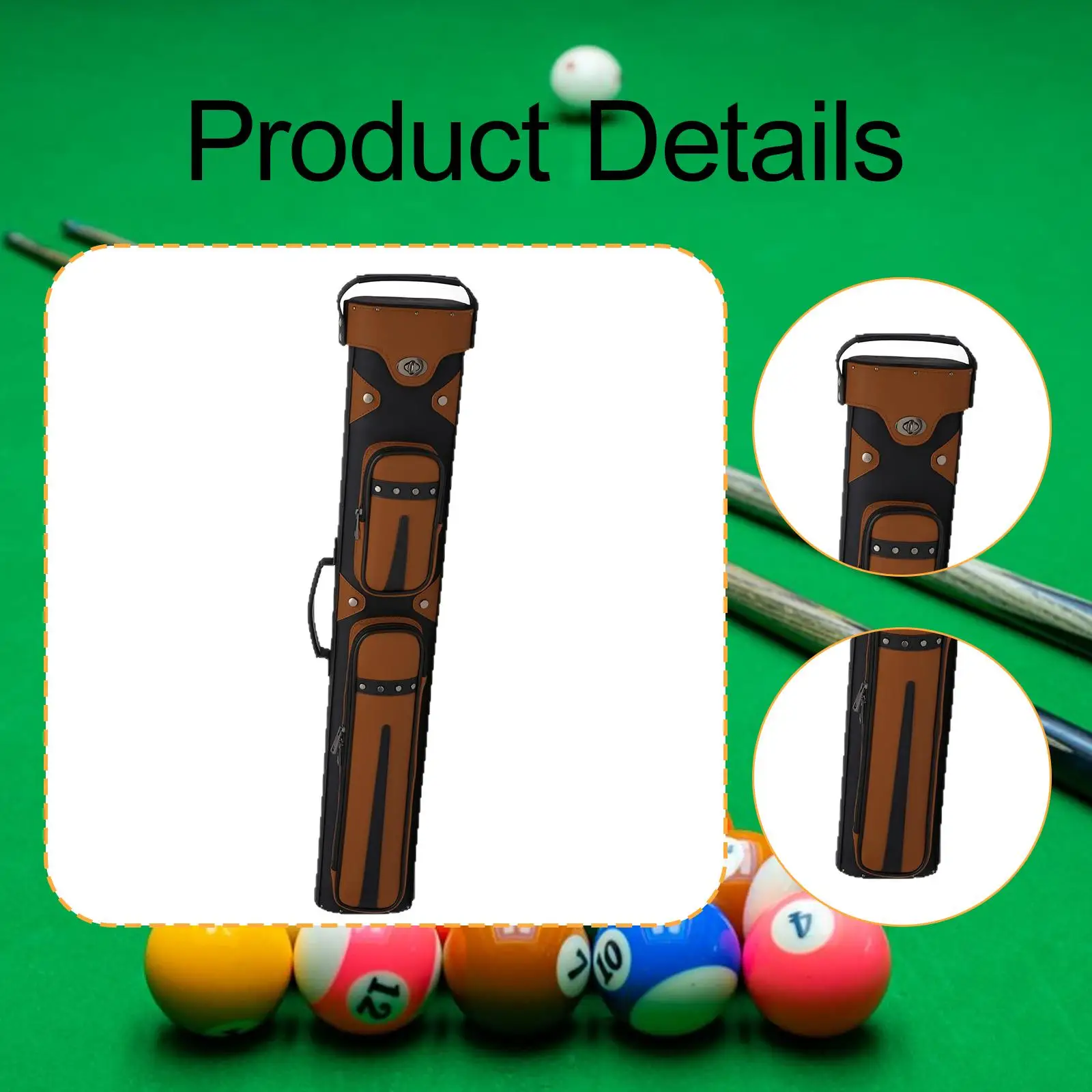 Pool Cue Case 8 Hole Storage Bag 1/2 Jointed Cue Case Sturdy with Multiple Pockets Portable Carrying Bag Storage Pouch Protector