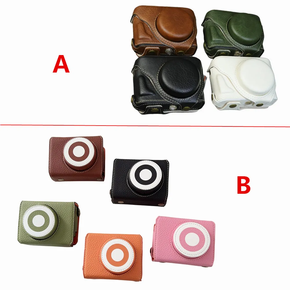 Synthetic Leather Camera Half Base + Body Cover + Shoulder Neck Strap Protector for Fujifilm X-Half X-HF1 Fuji Xhalf Camera