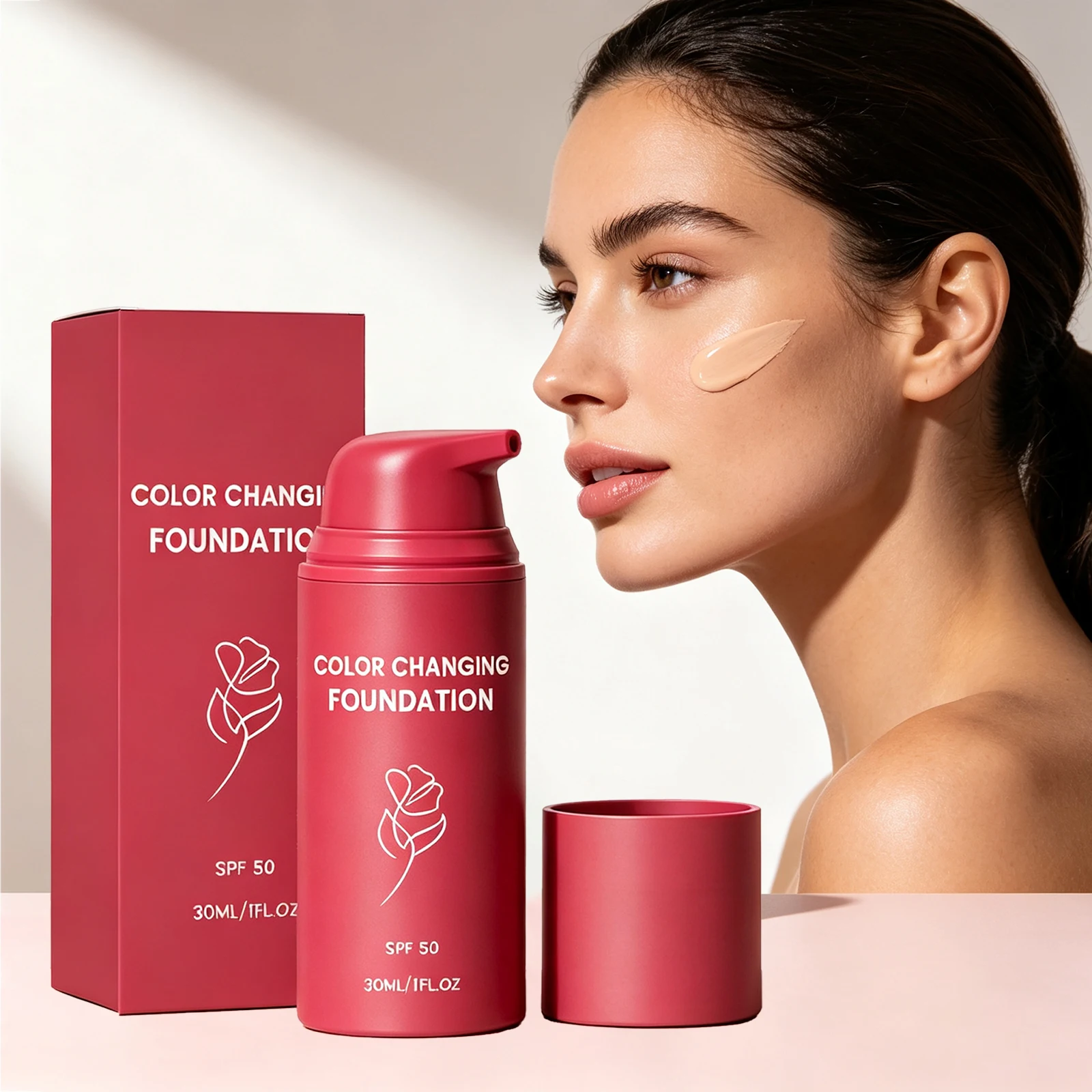 SPF50 Farbwechselnde Flüssig-Foundation Natürliche Foundation Wasserfest Öl-Kontrolle Langanhaltender Concealer für Gesichts-Make-up