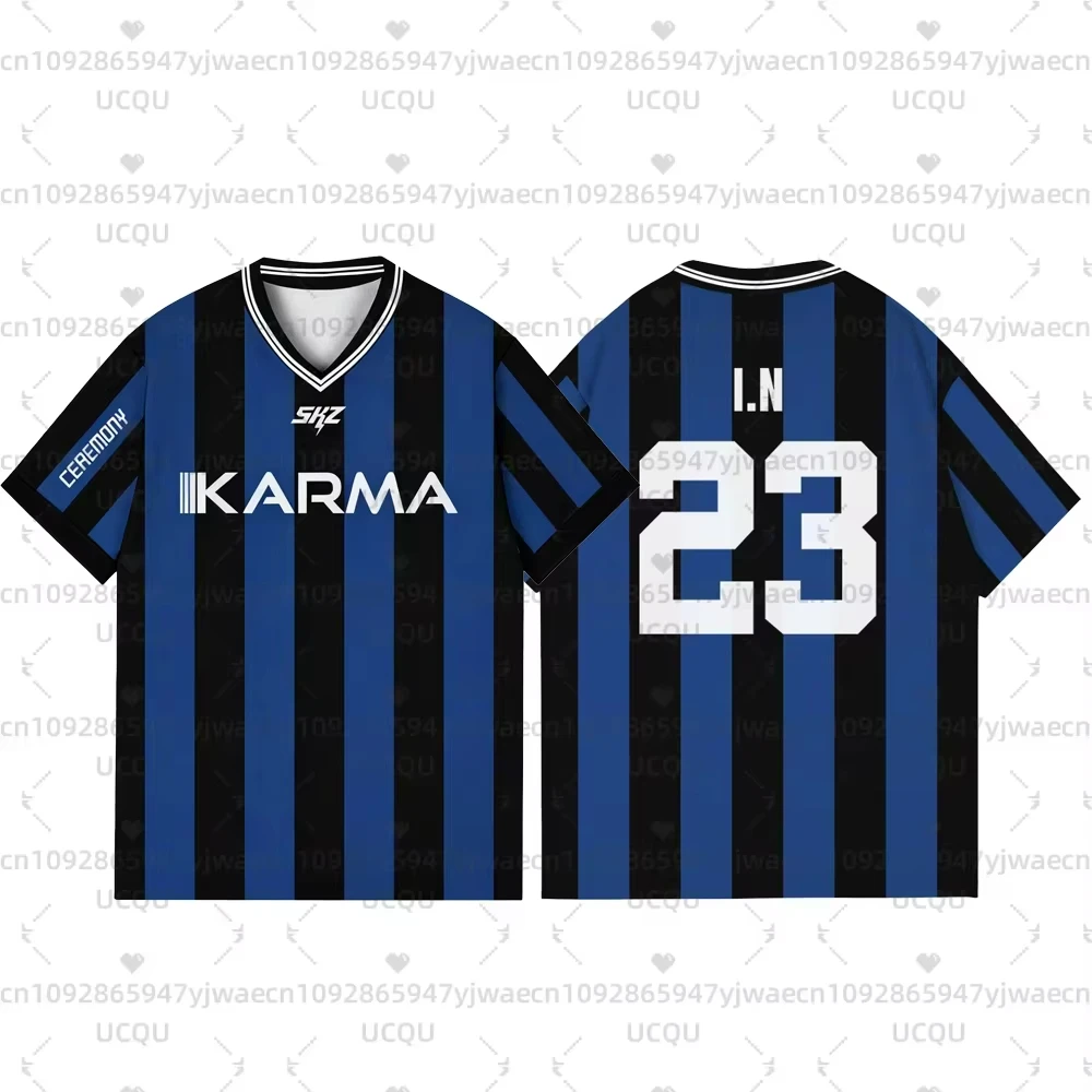 2025 KPOP Stay KARMA ألبوم المشجعين دعم القمصان فيليكس BANGCHAN HYUNJIN الشارع الشهير حجم كبير الملابس قصيرة الأكمام بلايز تي شيرت #2